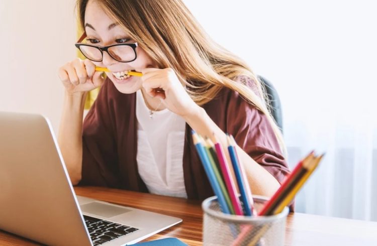 girl using a laptop